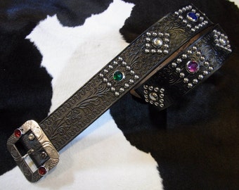 No.210　Handmade Vintage Reproduction Studded Jeweled Cowboy Western Belt