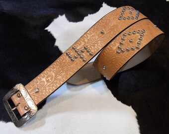 No.230　Handmade Vintage Reproduction Studded Jeweled Cowboy Western Belt