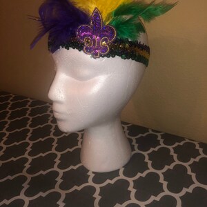 Mardi Gras Fleur de Lis feather headband