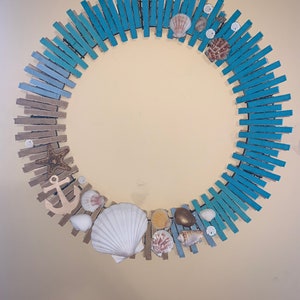 Beach themed summer clothespin wreath