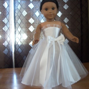 18" White Strapless Formal Doll Dress