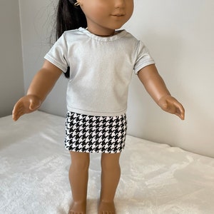 18" Doll Black/White Houndstooth Skirt or Leggings