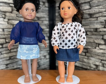 Handmade 18" Doll Clothes: Peasant Top or Denim Skirt