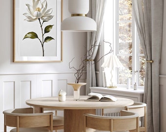White Magnolia Flower Print – Botanical Fine Art Paper Wall Decor