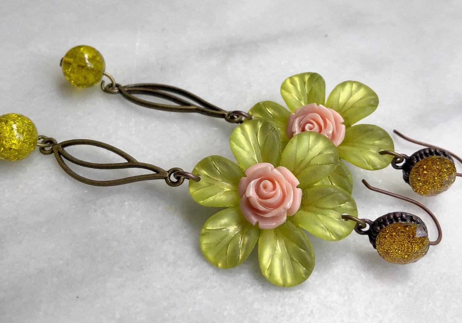 dangle floral earrings