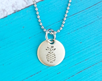 Pineapple Necklace - Hand stamped necklace - Personalized Necklace - Be a pineapple - Stand tall - Wear a crown - Be sweet on the inside
