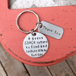 Coach Keychain Coach gift Gift for a coach Tumbling coach Soccer Basketball Baseball Football Gymnastics Softball Hand stamped keychain gift