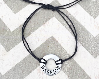 Word Bracelet Hand Stamped Bracelet Cord Bracelet Whats your word Intention Word of the Year personalized bracelet Motivation Washer bracele