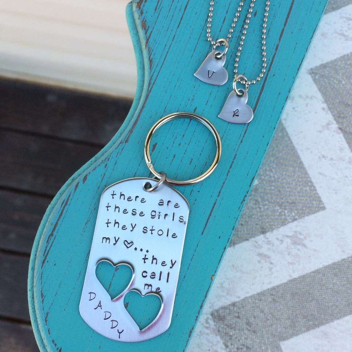 Hand Stamped Keychain & Necklace Daddy's Girl There is Etsy
