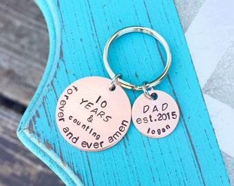 Anniversary Keychain - Dad Keychain - Hand Stamped Keychain - Personalized Keychain - Husband Gift - Grandpa Gift  - Anniversary Gift - Dad