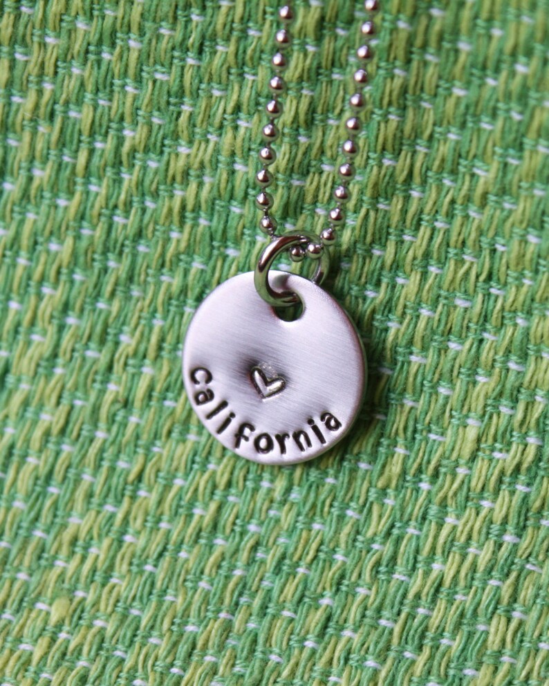 Hand Stamped Necklace Country Necklace State Necklace Etsy