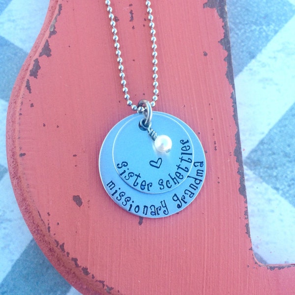 Missionary Grandma Necklace - Hand Stamped Necklace - Custom Necklace - Grandma - Elder - Sister - Mother's Day - Gift for Grandma