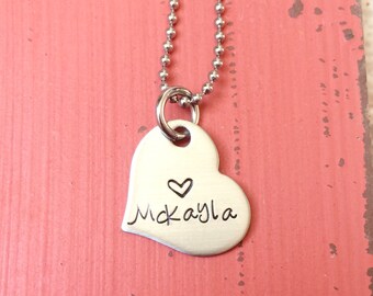 Name Necklace - Hand Stamped - Gift for girl - Cute Necklace - Gift - Jewelry - Christmas Gift - Stocking Stuffer