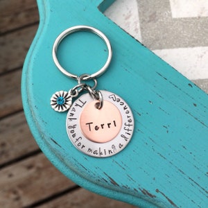 Thank you keychain - Thank you for making a difference - Teacher gift - Handstamped - Teacher Appreciation Gift - Friend - Personalized Gift