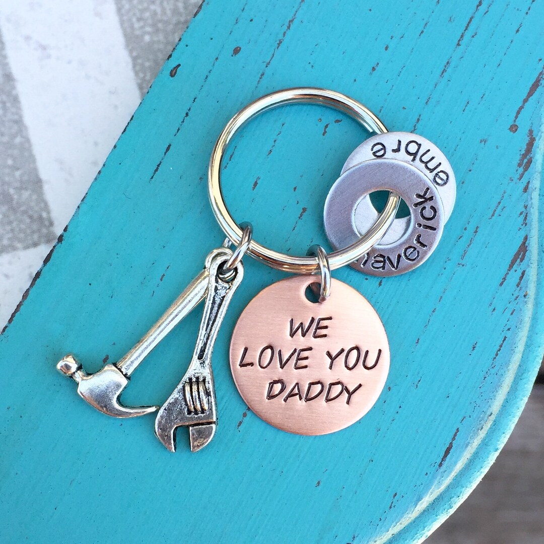 Keychain for Dad WITH CHARM Number 1 DAD Etsy