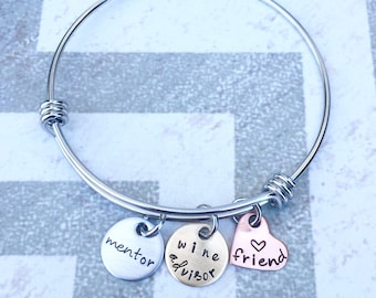 Bangle Bracelet - Personalized Bracelet - Hand Stamped Bracelet - cute bracelet -Thoughtful gift - Friend gift - coworker gift - boss gift