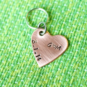 Heart Charm - Custom Keychain charm - Initials - Anniversary Date - Copper Heart - Keychain - Necklace - Add On - Wedding Date - Love - Gift
