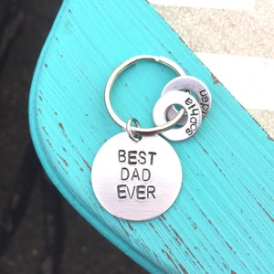 Best Dad Ever Keychain / Hand Stamped Keychain / Number one dad / Father&#39;s Day Gift / Dad&#39;s Birthday Gift / Dad Gift / Personalized Keychain