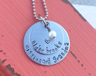 Missionary Grandma Necklace - LDS Mission Necklace - Missionary Grandma gift - Personalized necklace - Mormon gift idea - Called to serve