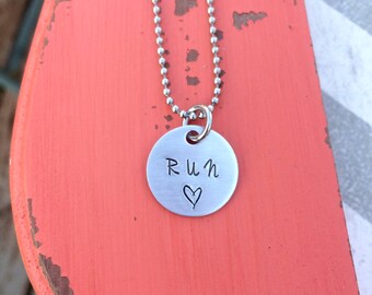 Runners Necklace - Run Necklace - Gift for a Runner - Hand Stamped Necklace - Thoughtful Gift - Marathon Gift - Half Marathon Gift - 5k Gift
