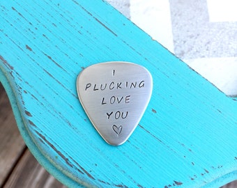 Hand Stamped Guitar Pick - Valentines Day Gift - For him - For her - Anniversary Gift - Custom Guitar Pick - Personalized Guitar Pick - Gift