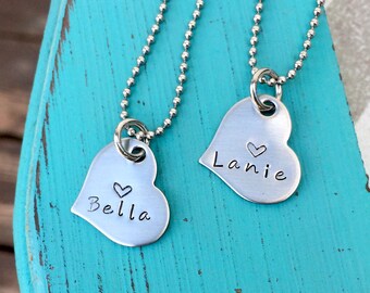 Name Necklaces - Hand Stamped Necklaces - Bff Necklaces - Personalized Necklace - Flower Girl Necklaces - Cute Necklaces - Friendship Gift