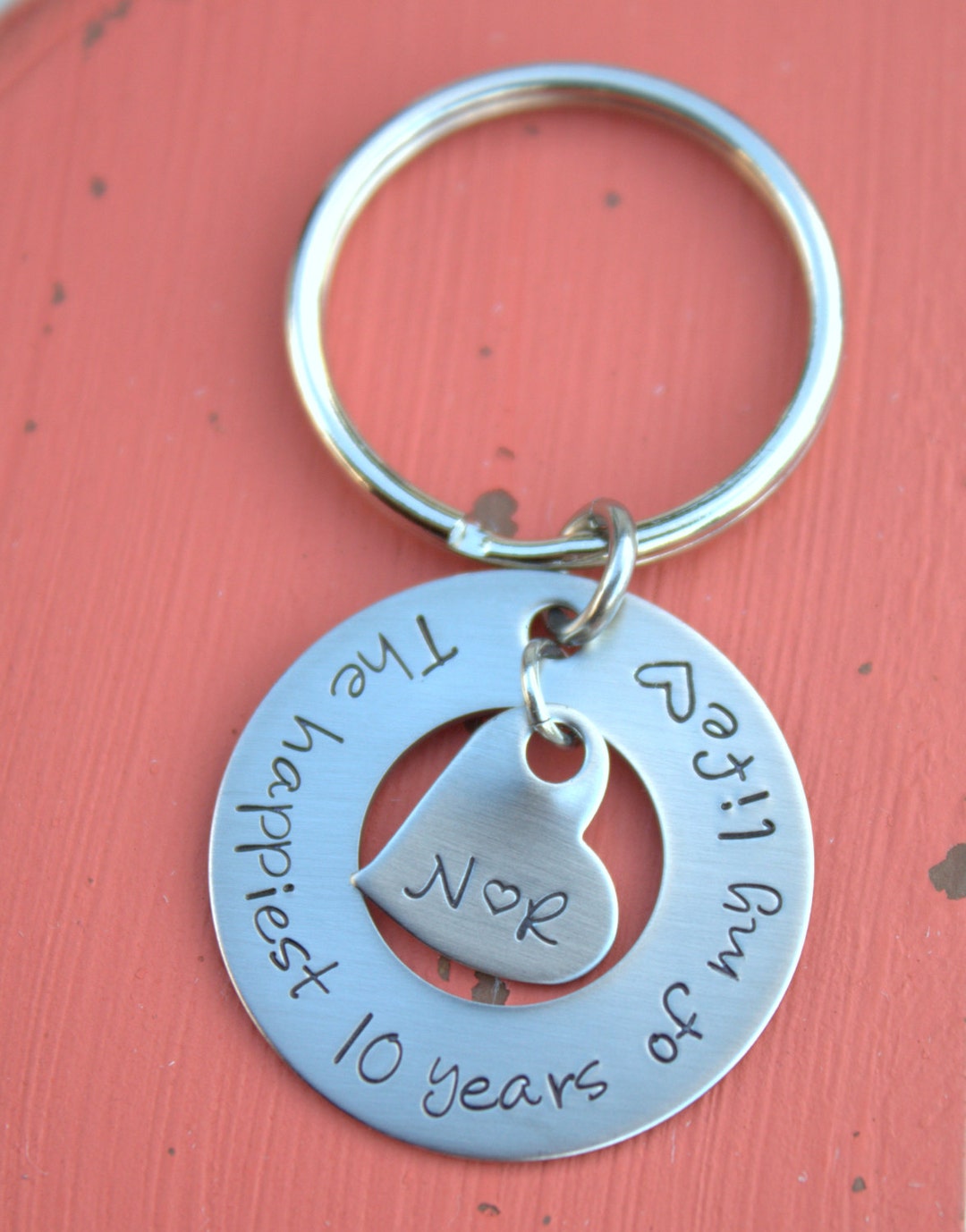 Anniversary Keychain Hand Stamped Keychain Anniversary Gift Wedding