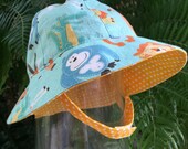 Reversible Toddler Sun Hat - Safari Friends