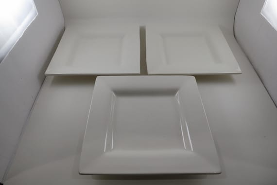 Set of 3 Vintage Pottery Barn Square Sausalito 9 1/4 Inch Lunch Plates