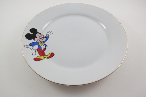 Vintage Mickey Mouse Disney Gold Trimmed 7 1/2 Inch Plate Excellent Original Condition