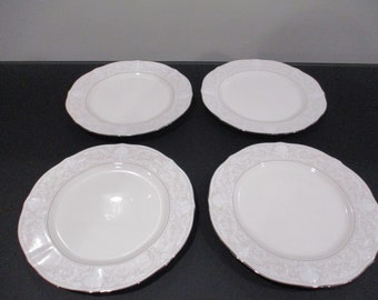 Vintage Noritake Ivory Imperial Lace Pattern #7375 Set of Four 7 Inch Bread & Butter Plates Pristine Unused Condition