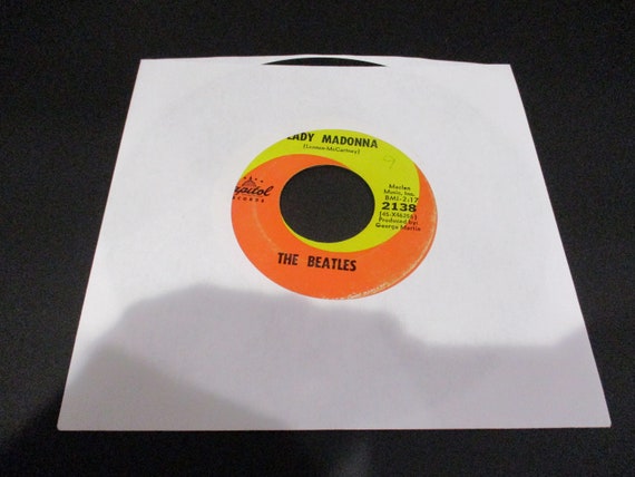 Vintage 1968 Vinyl 45 RPM Record Lady Madonna The Inner Light The Beatles 3032