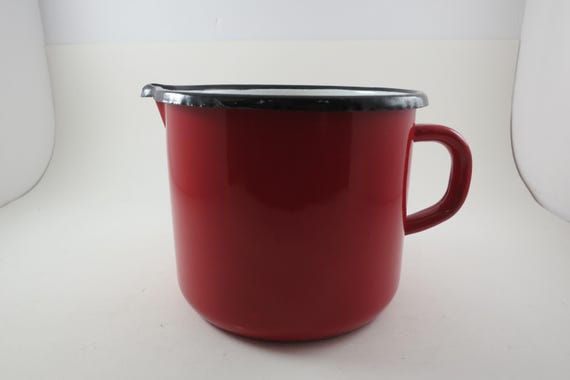 Vintage Emailul Enamelware Red 50 Ounce Measuring Cup Romania Black Rim