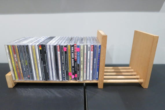 Vintage Lillian Vernon Wooden Adjustable CD Display Stand Holds 40 Discs