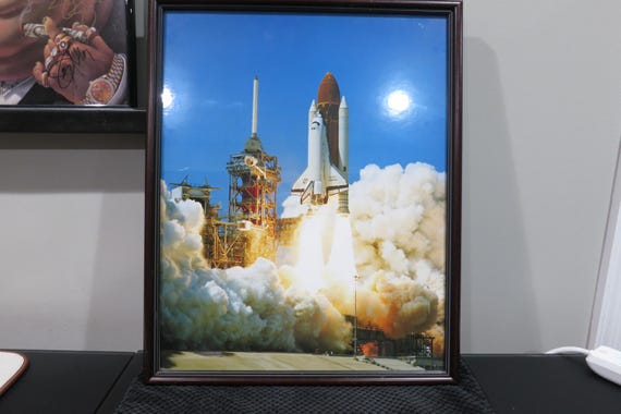 Framed Launch Picture of Space Shuttle Challenger STS-6 Lift Off 21x17