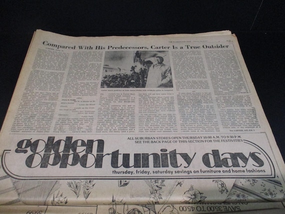 Vintage Thursday January 20 1977 Washington Post Newspaper Jimmy Carter Inauguration Complete Paper