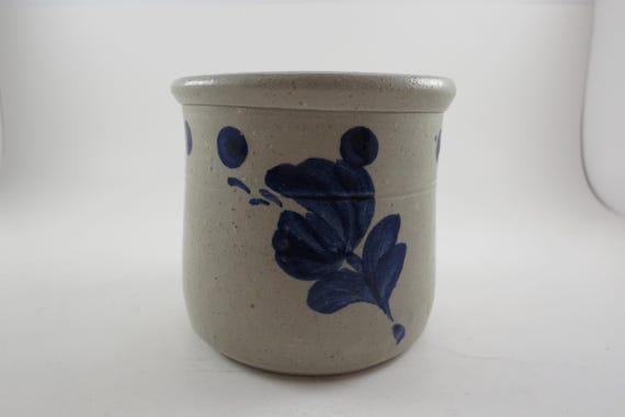 Vintage 1985 Maloney Pottery VA Salt Glaze with Cobalt Blue 4 Inch Jar Excellent Condition
