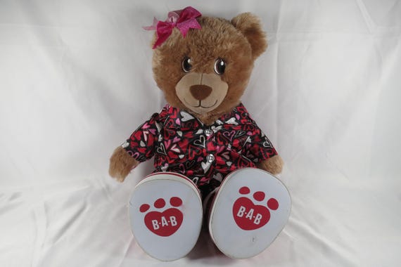 2001 Build A Bear BAB 16 Inch Teddy Bear with Silk Clothes and Shoes