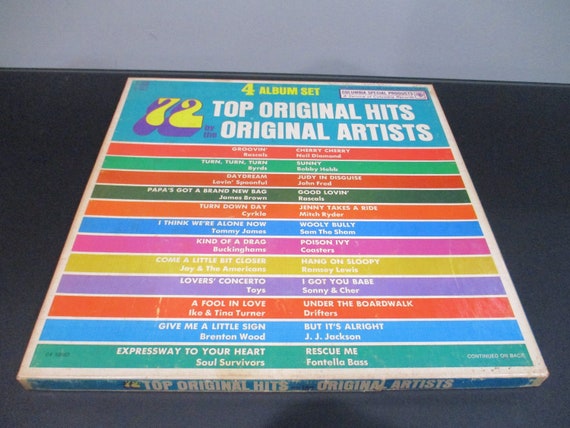 Vintage 1972 Vinyl LP Record Set 72 Top Original Hits Four record Set Excellent Condition 66785