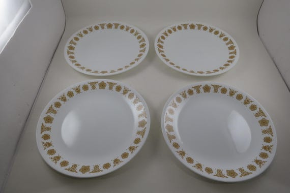 Vintage Corelle Butterfly Gold 8 1/2 Inch Salad Plates-Set of 4