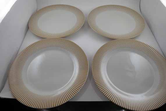 Set of Four Vintage Godinger Gatherings Gold/Yellow 10 3/8 Inch Dinner Plates