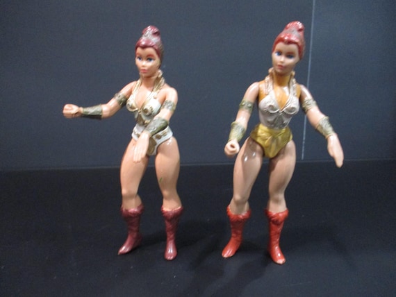 Pair Of Vintage 1982 Masters of the Universe Action Figure MOTU Teela Original 6 Inch Figures Heroic Warriors