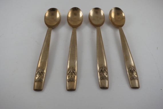 Bronze Ware Siam Thailand Flatware Erawan Set of 4 Teaspoons
