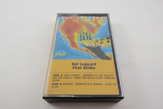 Vintage 1985 Cassette Tape Red First Strike Def Leppard Hard to Find