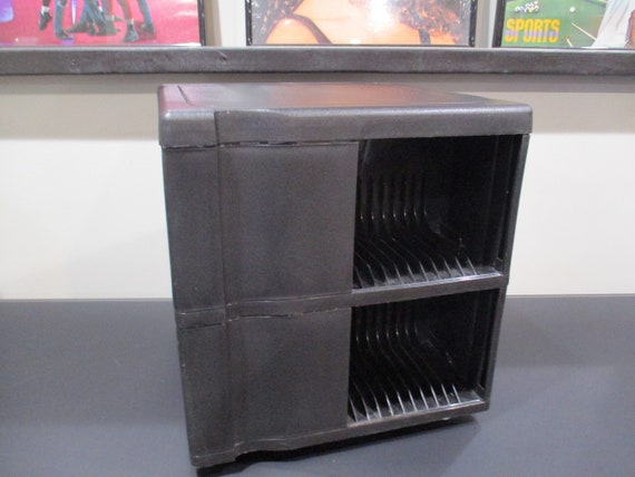 Vintage Black Hard Plastic Rotating Carousel 88 CD Holder Lazy Susan Type Excellent Condition Free Shipping