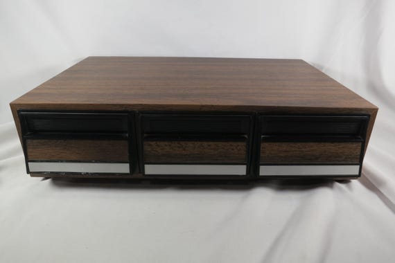 Vintage 1980s Faux Wood Cassette Tape Holder: Home Storage (Holds 36)