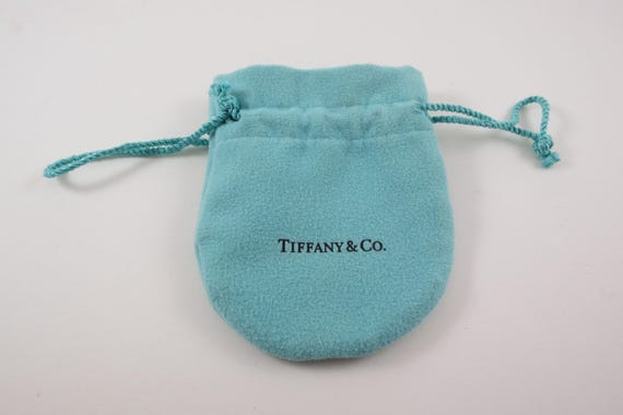 Vintage Tiffany & Company 3.75 x 2.5 Inch Small Jewelry Pouch Bag Drawstring Aqua