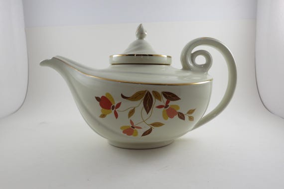 Vintage Jewel Tea Autumn Leaf Pattern Jeanie Style Large Teapot with Lid and Infuser Excellent Condition