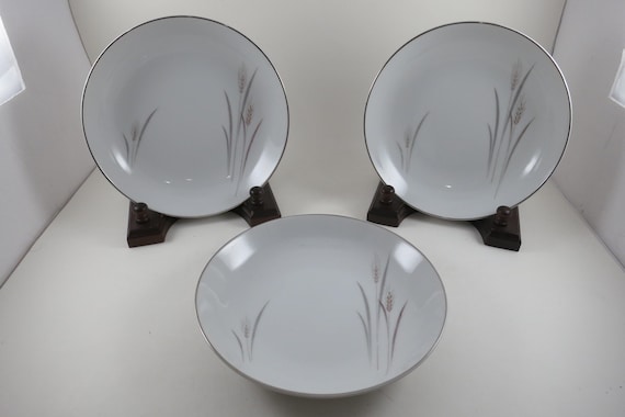 Set of 3 Vintage Platinum Wheat Coupe Soup Bowls – Fine China Japan