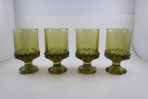 Vintage Franciscan Madeira Olive Green Juice Glasses - Set of 4
